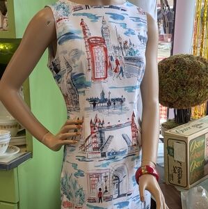 London Scene Novelty Print Sleeveless Women's Dress Chetta B